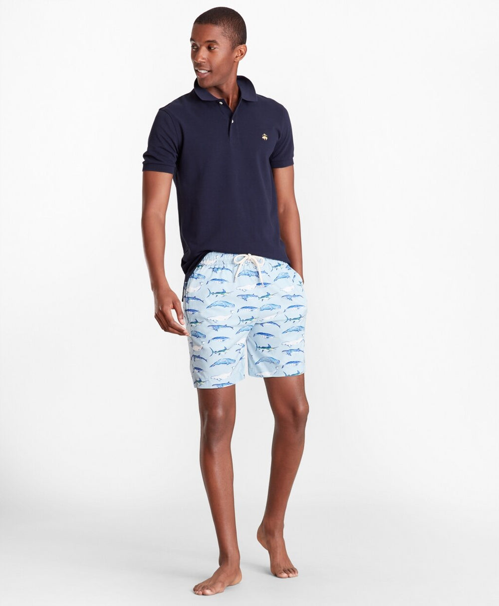 Brooks Brothers Men Montauk 6" Whale Print Swim Trunks