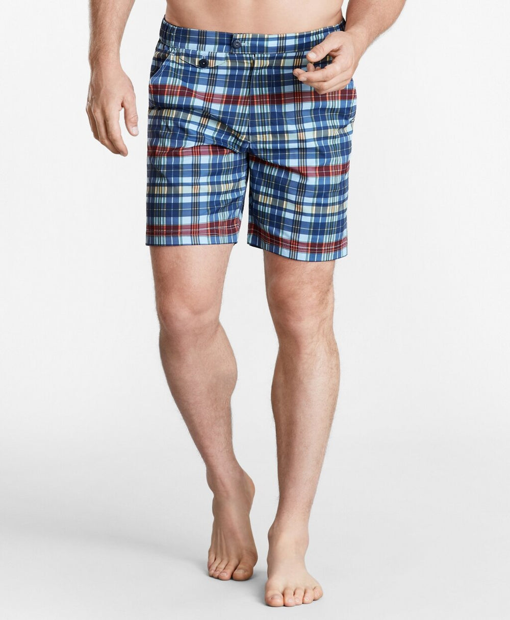 Brooks Brothers Men Newport 7" Plaid Swim Trunks