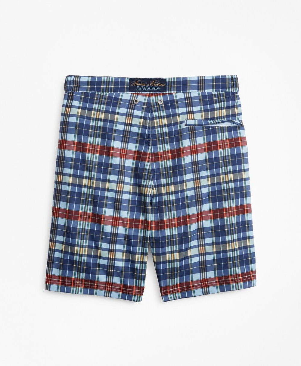 Brooks Brothers Men Newport 7" Plaid Swim Trunks