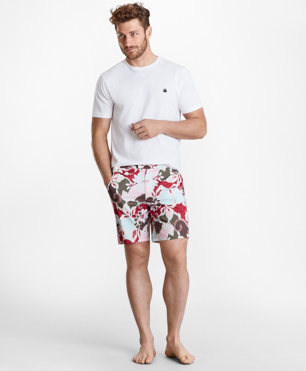 Brooks Brothers Men Newport 7" Floral Swim Trunks