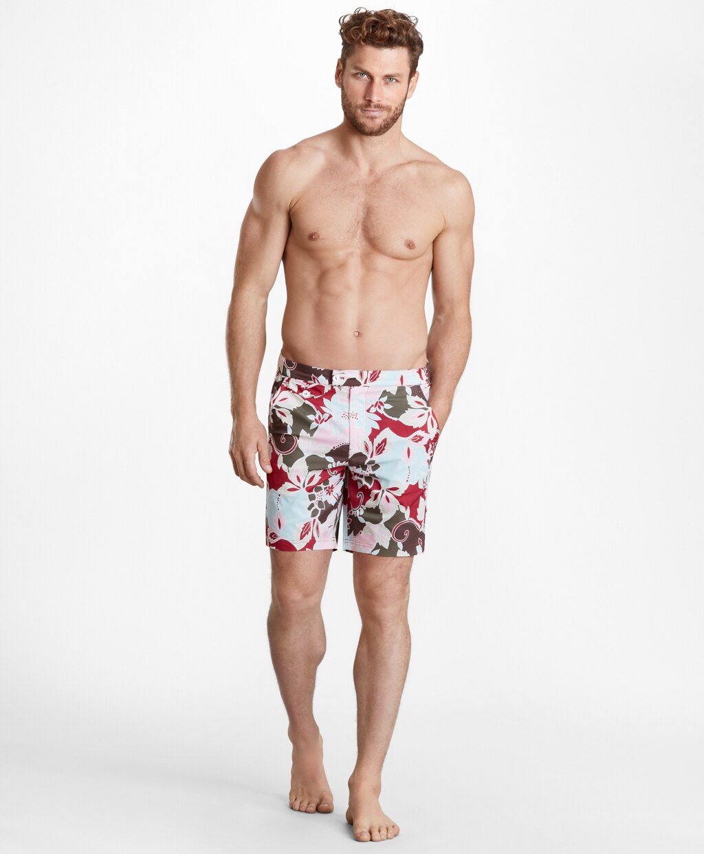 Brooks Brothers Men Newport 7" Floral Swim Trunks