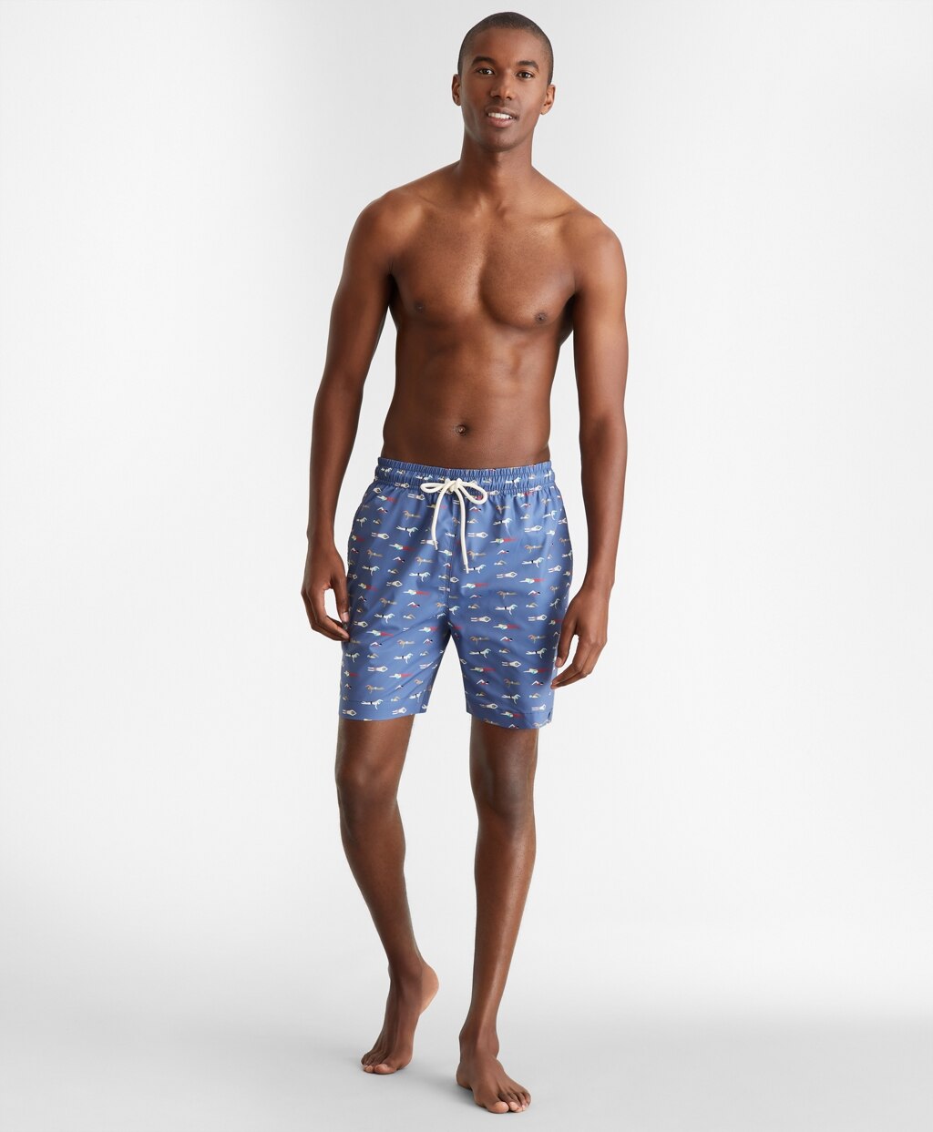 Brooks Brothers Men Montauk 6" Swimmers Motif Print Swim Trunks
