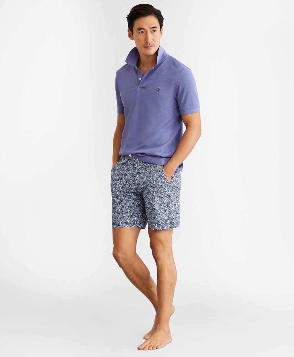 Brooks Brothers Men Newport 7" Floral Print Swim Trunks