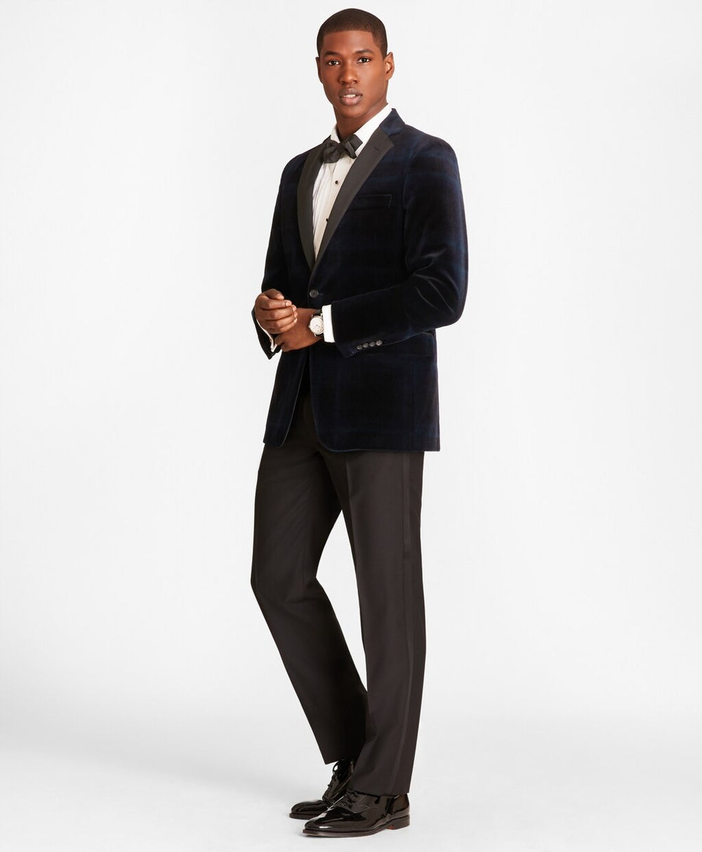 Brooks Brothers Men Regent Fit Black Watch Velvet Tuxedo Jacket
