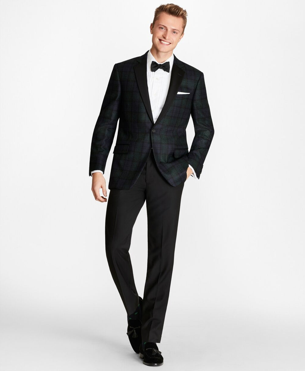 Brooks Brothers Men Regent Fit Black Watch Wool Tuxedo Jacket