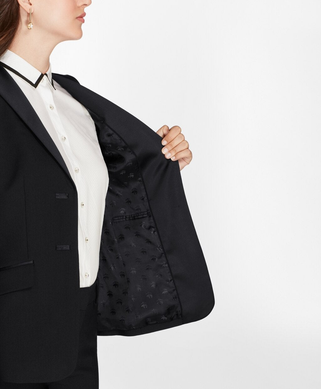 Brooks Brothers Women Petite Stretch-Wool Crepe Tuxedo Jacket