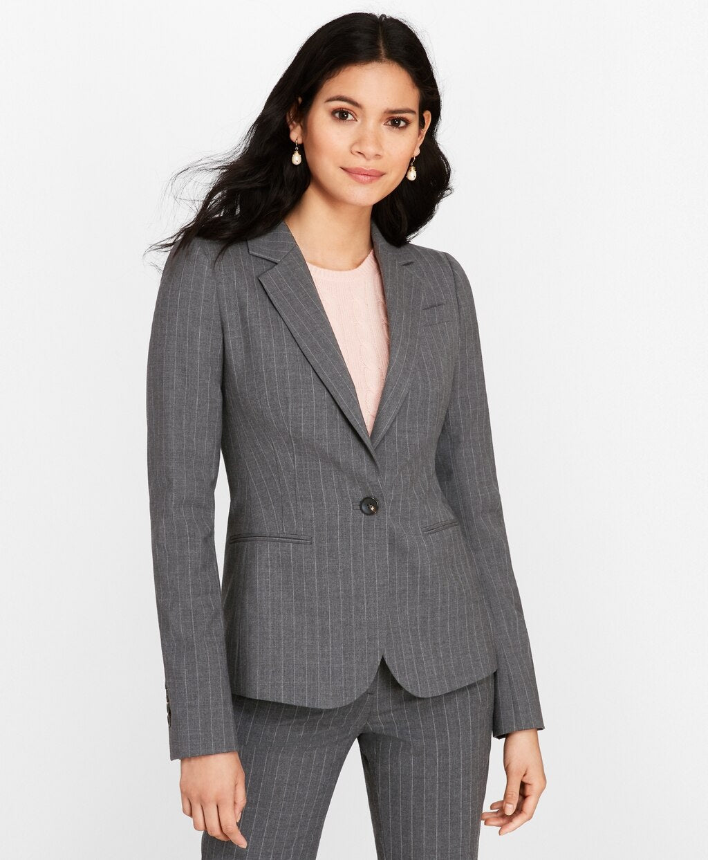 Brooks Brothers Women Petite Pinstripe Stretch Wool Jacket