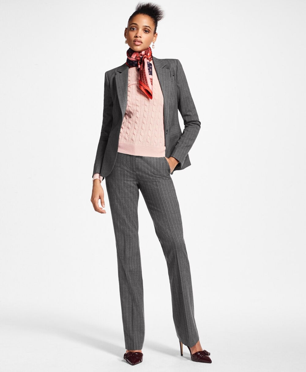 Brooks Brothers Women Petite Pinstripe Stretch Wool Jacket