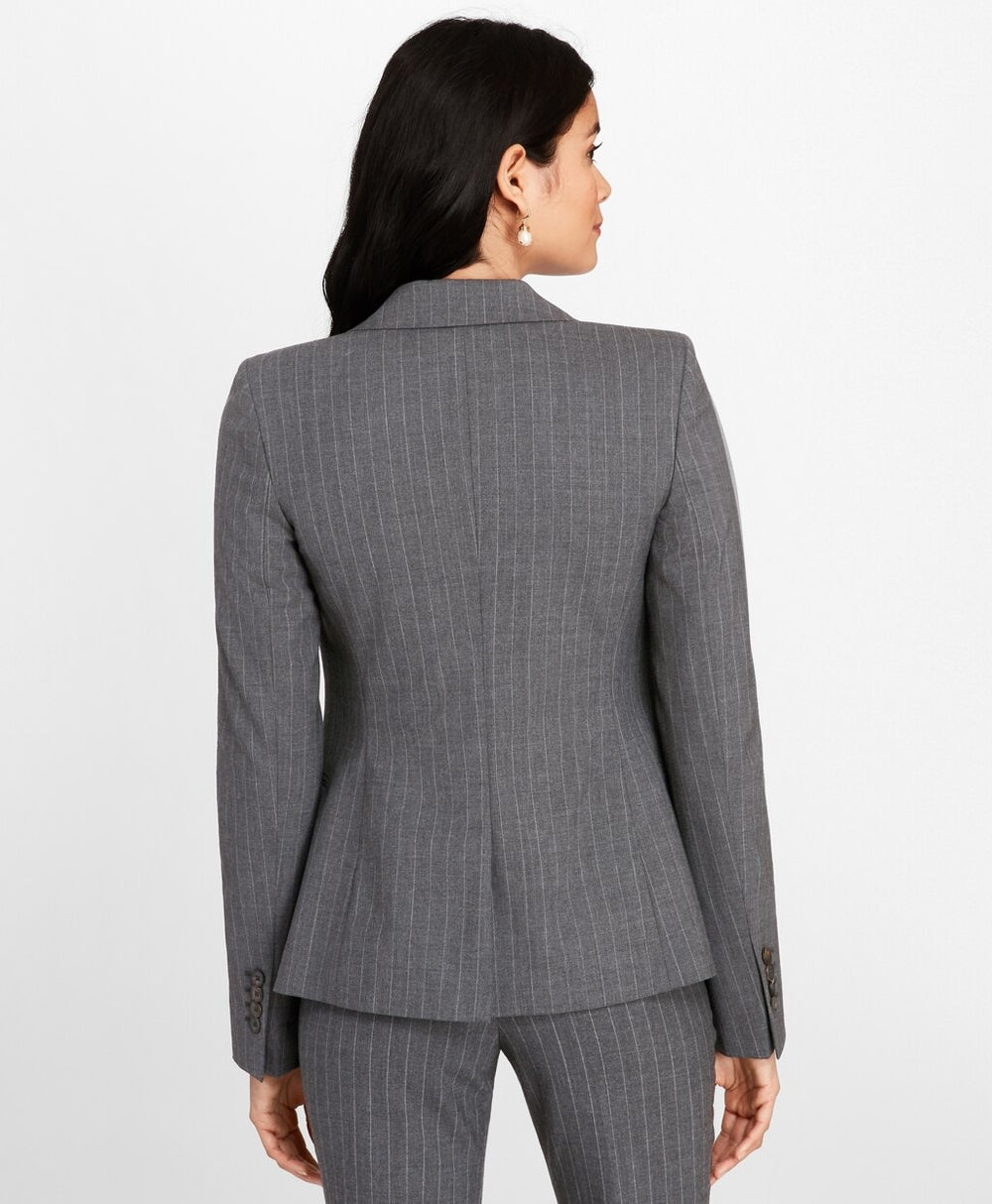 Brooks Brothers Women Petite Pinstripe Stretch Wool Jacket