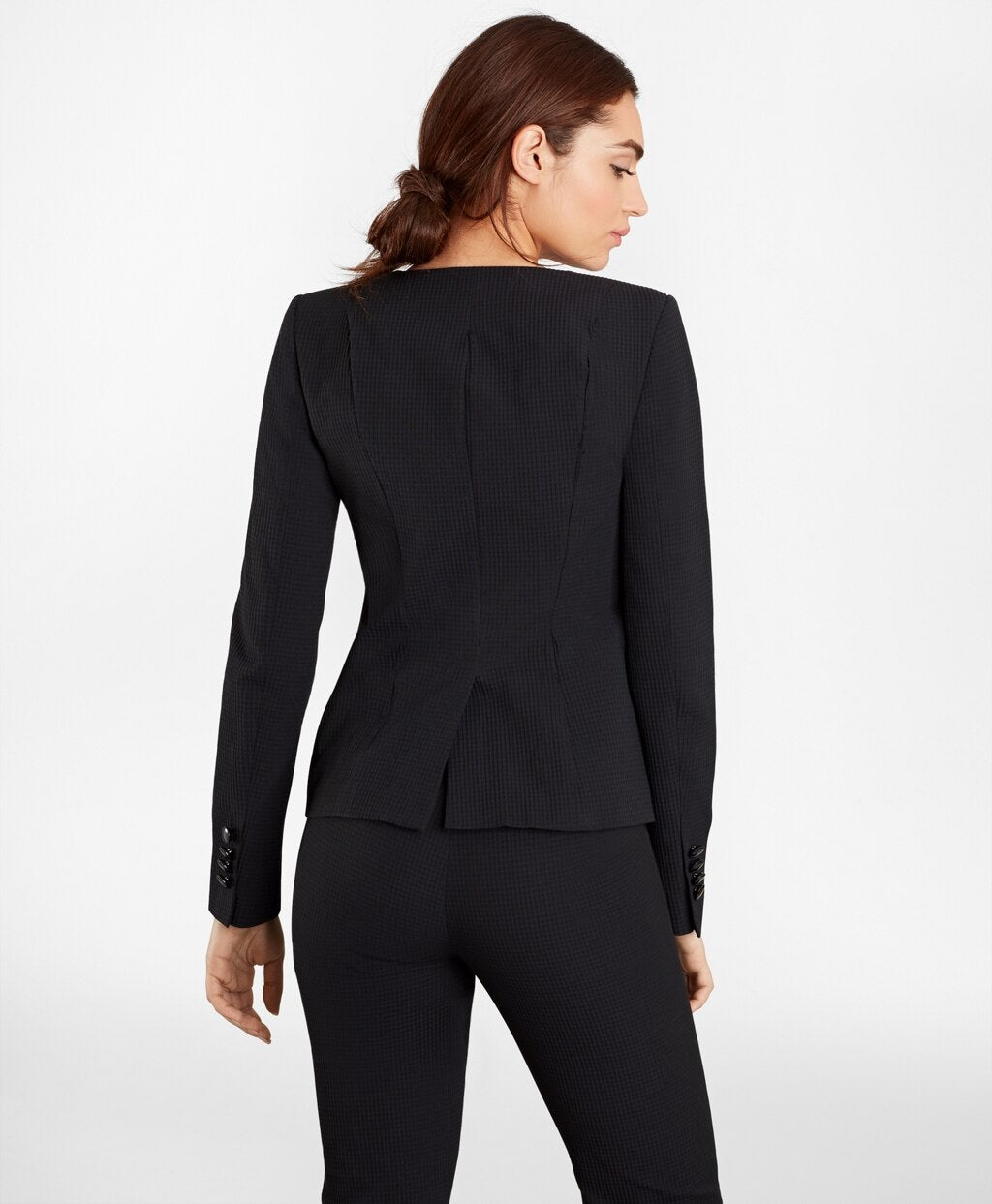 Brooks Brothers Women Petite Stretch-Cotton Jacquard Double-Breasted Jacket