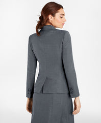Brooks Brothers Women Petite Bird's-Eye Stretch-Wool One-Button Jacket