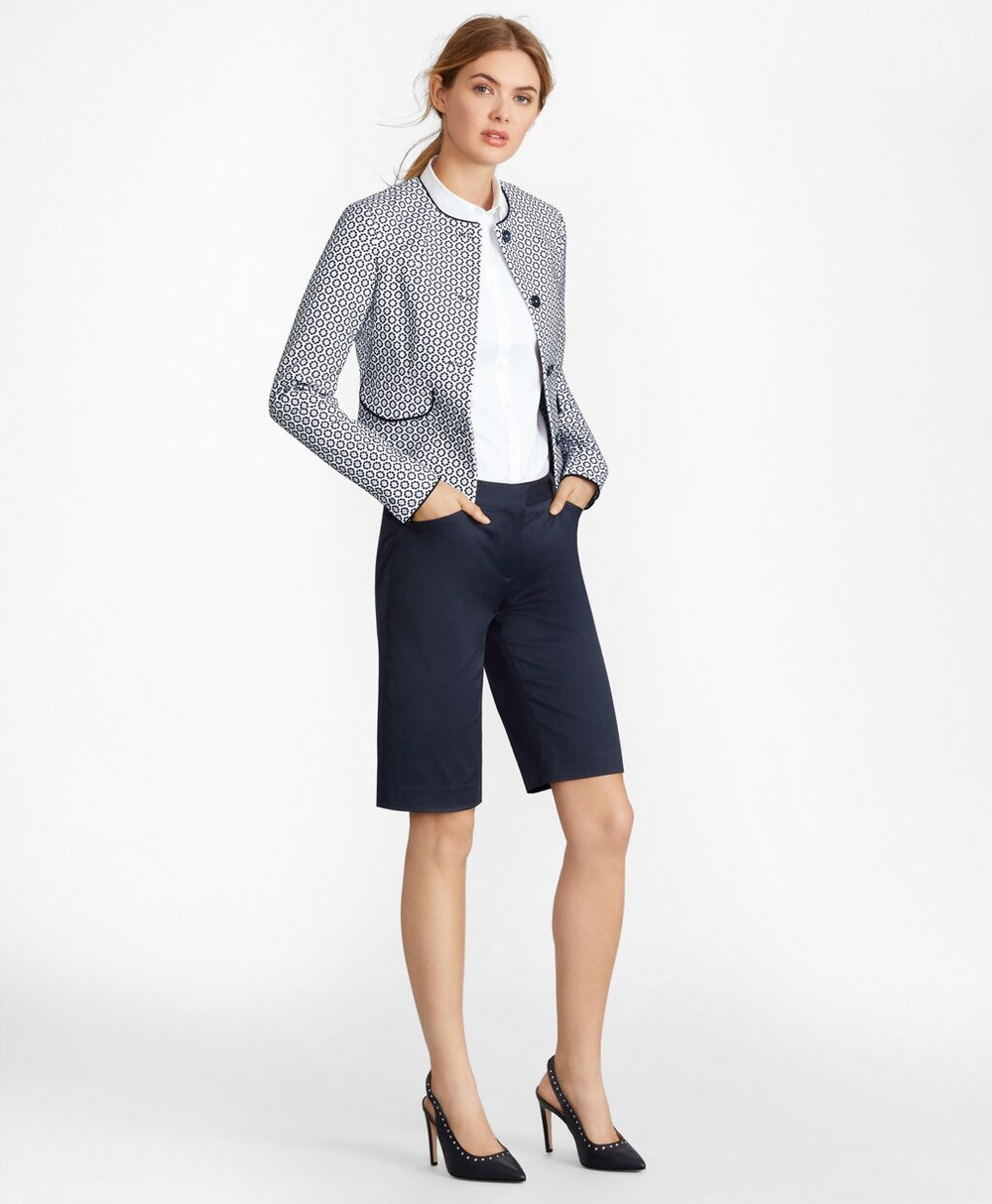 Brooks Brothers Women Petite Floral Jacquard Cropped Jacket