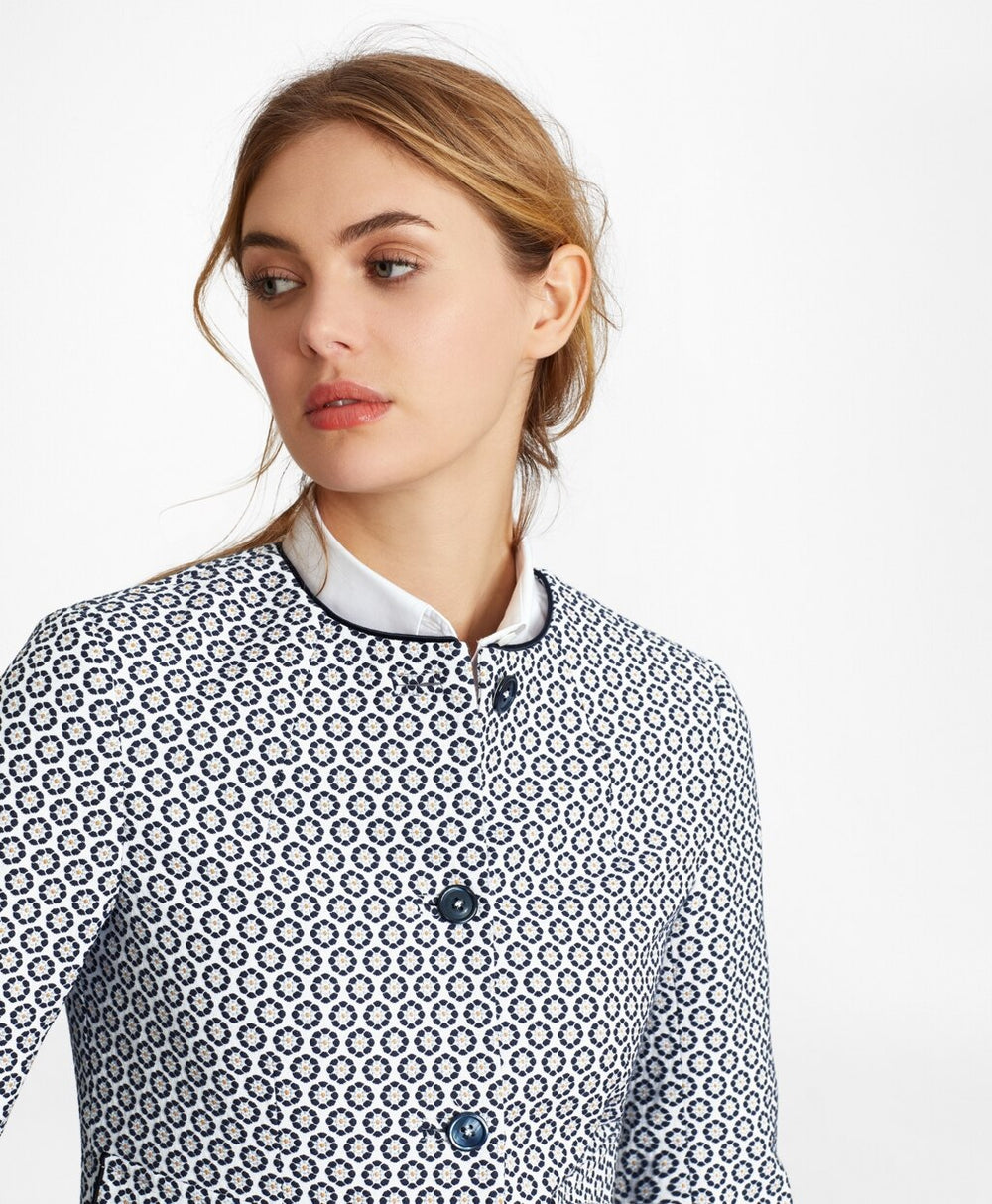 Brooks Brothers Women Petite Floral Jacquard Cropped Jacket