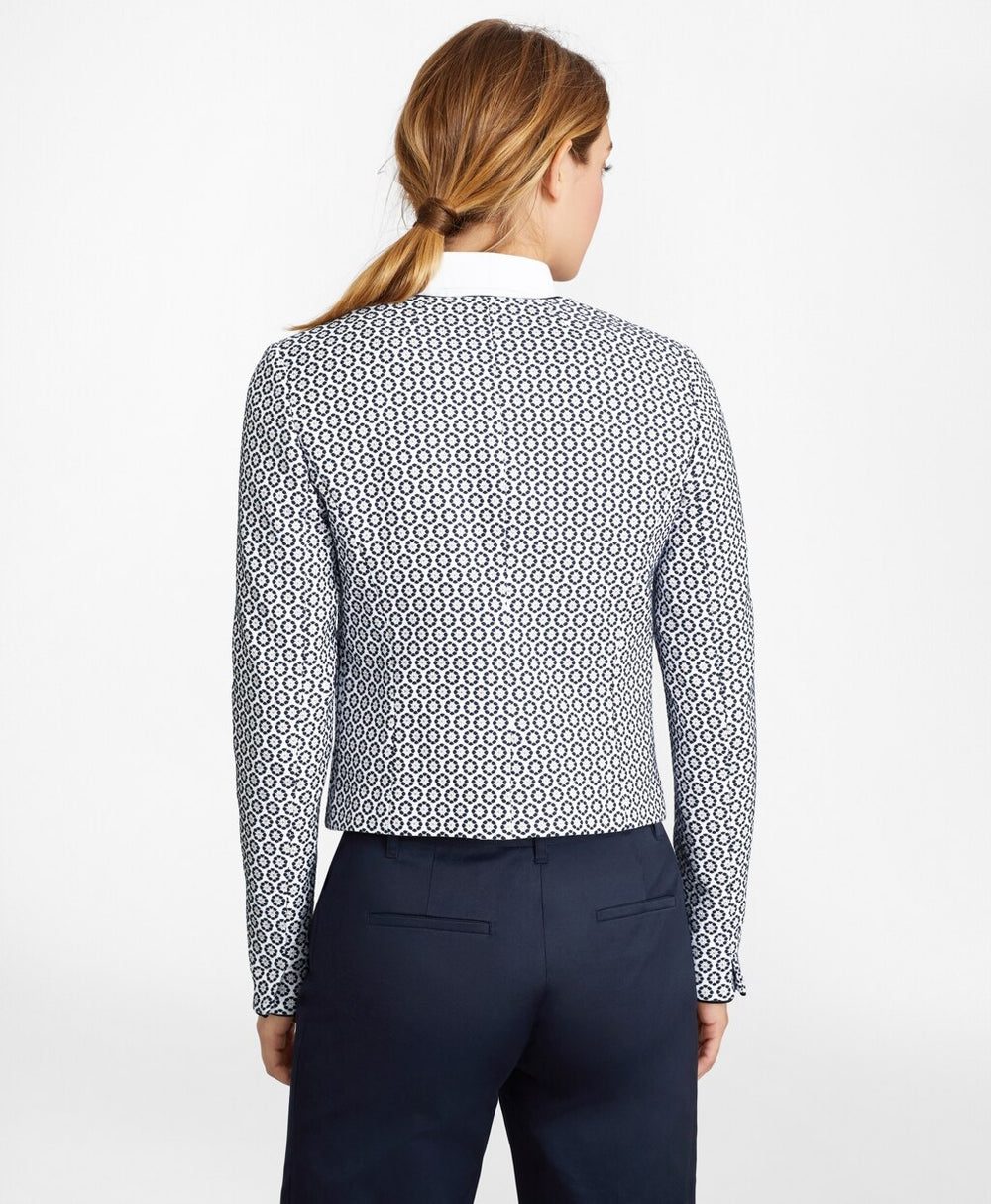 Brooks Brothers Women Petite Floral Jacquard Cropped Jacket