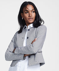 Brooks Brothers Women Petite Floral Jacquard Cropped Jacket