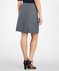 Brooks Brothers Women Petite Bird's-Eye Stretch-Wool Pleated Skirt