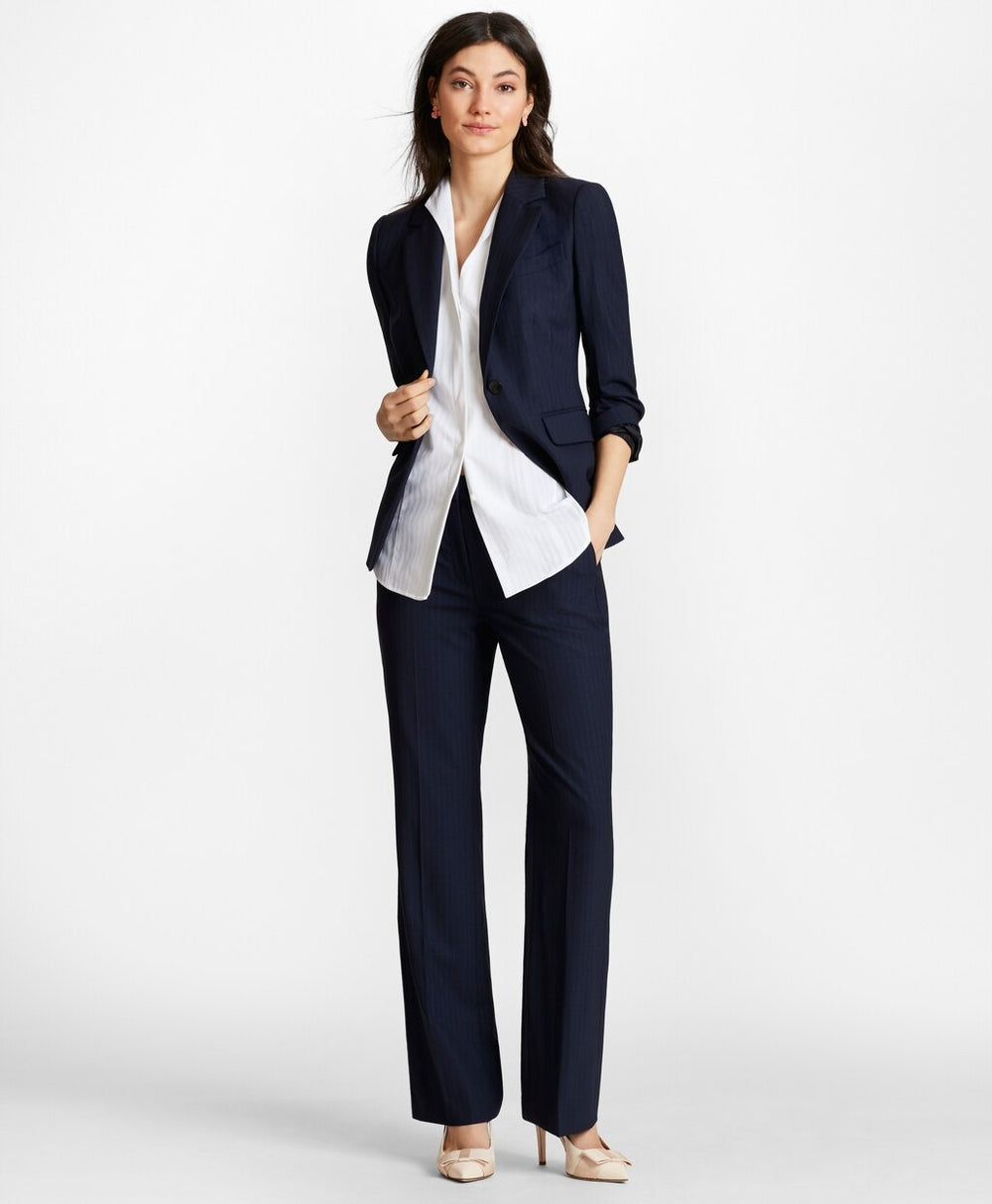Brooks Brothers Women Petite Pinstripe BrooksCool® Merino Wool Pants