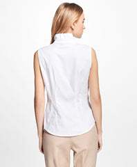 Brooks Brothers Women Petite Non-Iron Sleeveless Ruffled Blouse