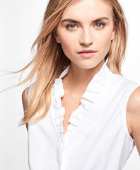 Brooks Brothers Women Petite Non-Iron Sleeveless Ruffled Blouse