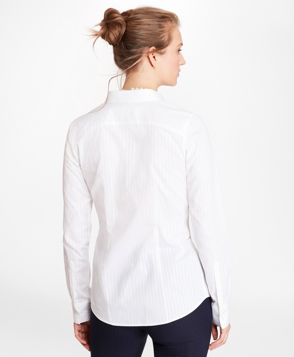Brooks Brothers Women Petite Tailored-Fit Diamond-Stripe Dobby Cotton Shirt