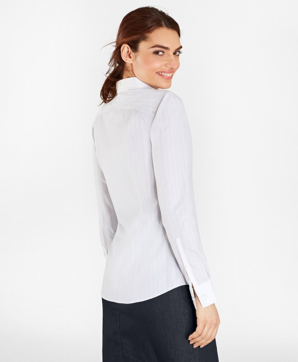 Brooks Brothers Women Petite Non-Iron Striped Supima® Cotton Stretch Poplin Fitted Shirt