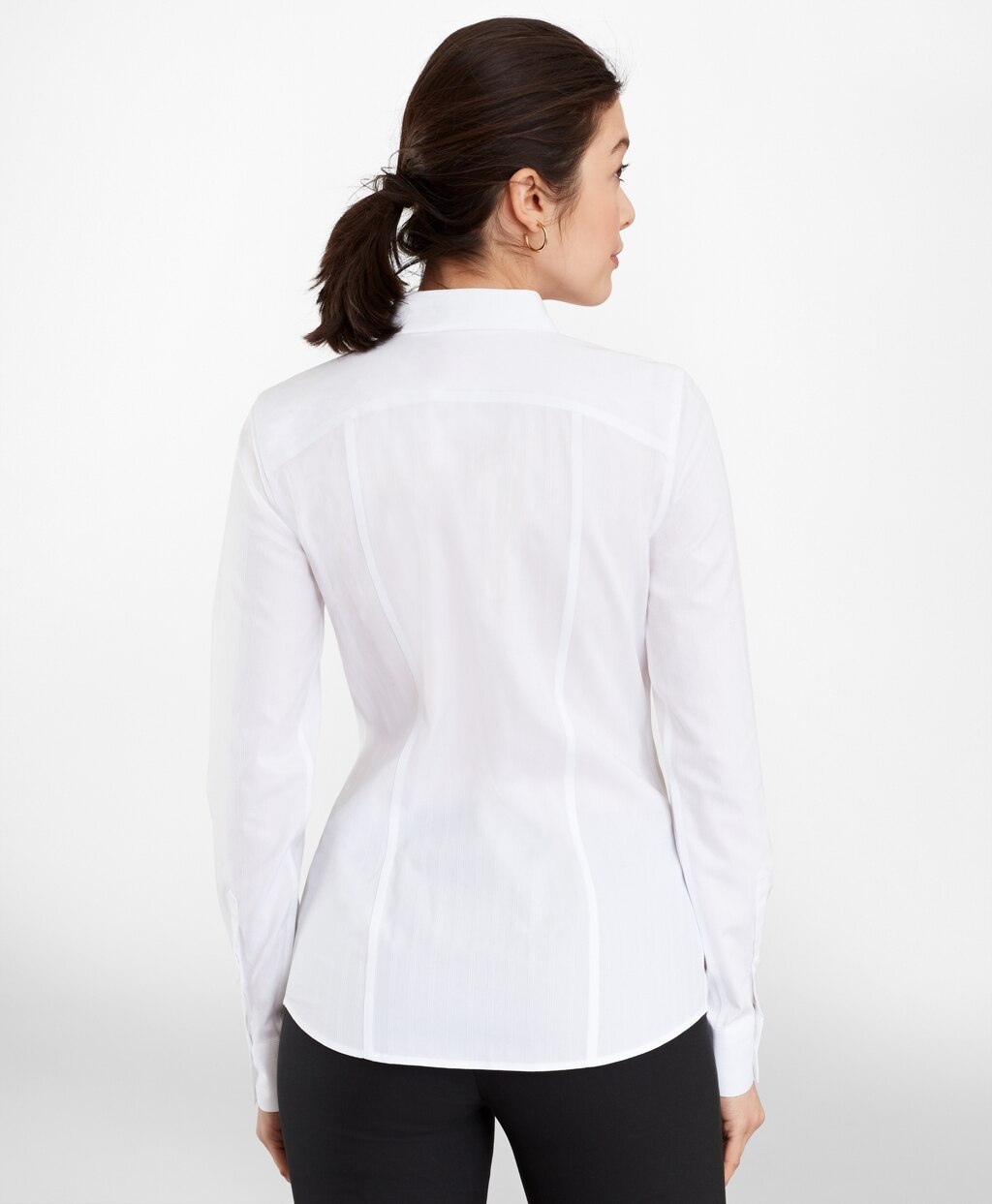 Brooks Brothers Women Petite Tailored-Fit Non-Iron Dobby-Stripe Cotton Tuxedo Shirt