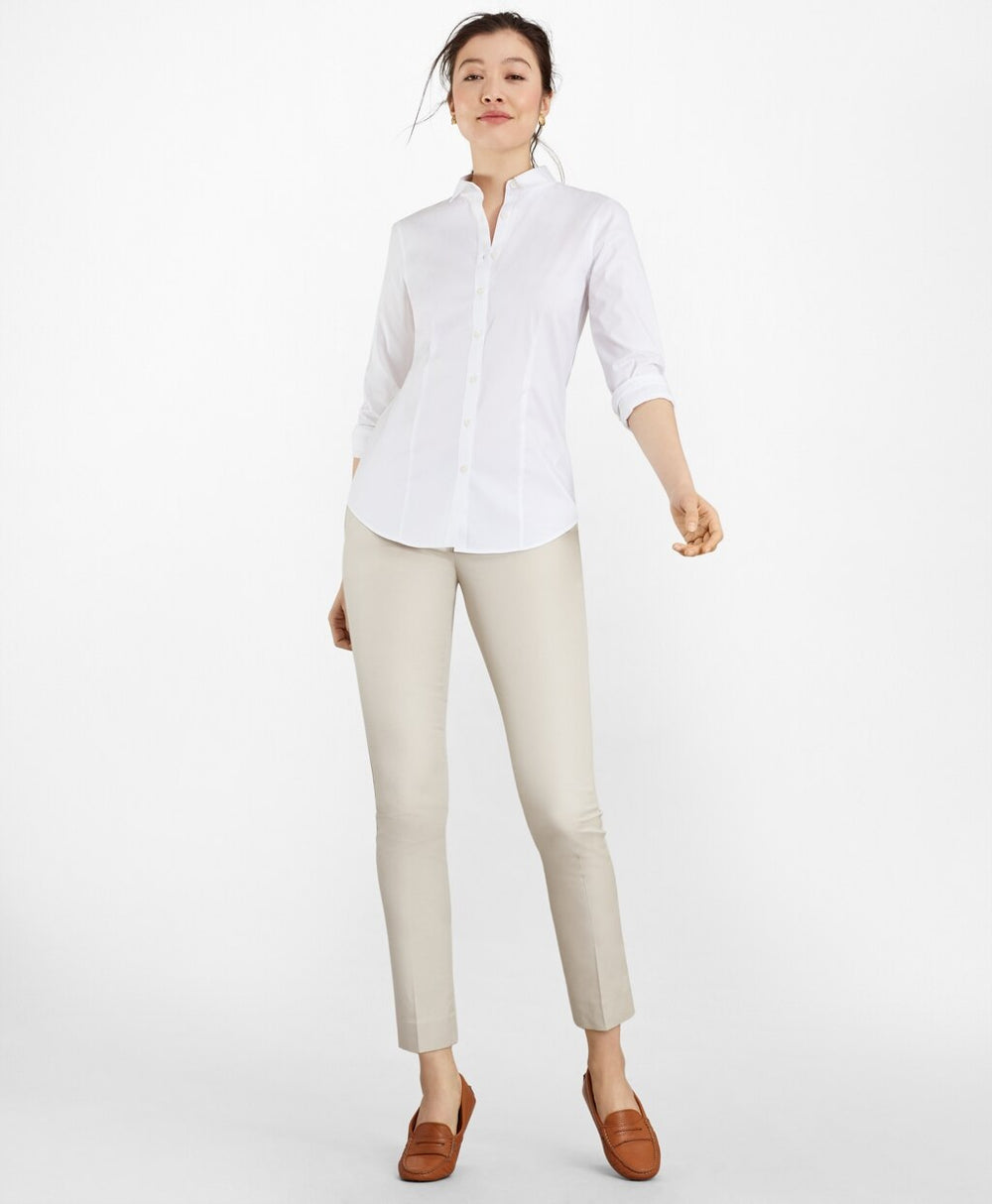 Brooks Brothers Women Petite Tailored-Fit Performance Non-Iron COOLMAX® Twill Shirt