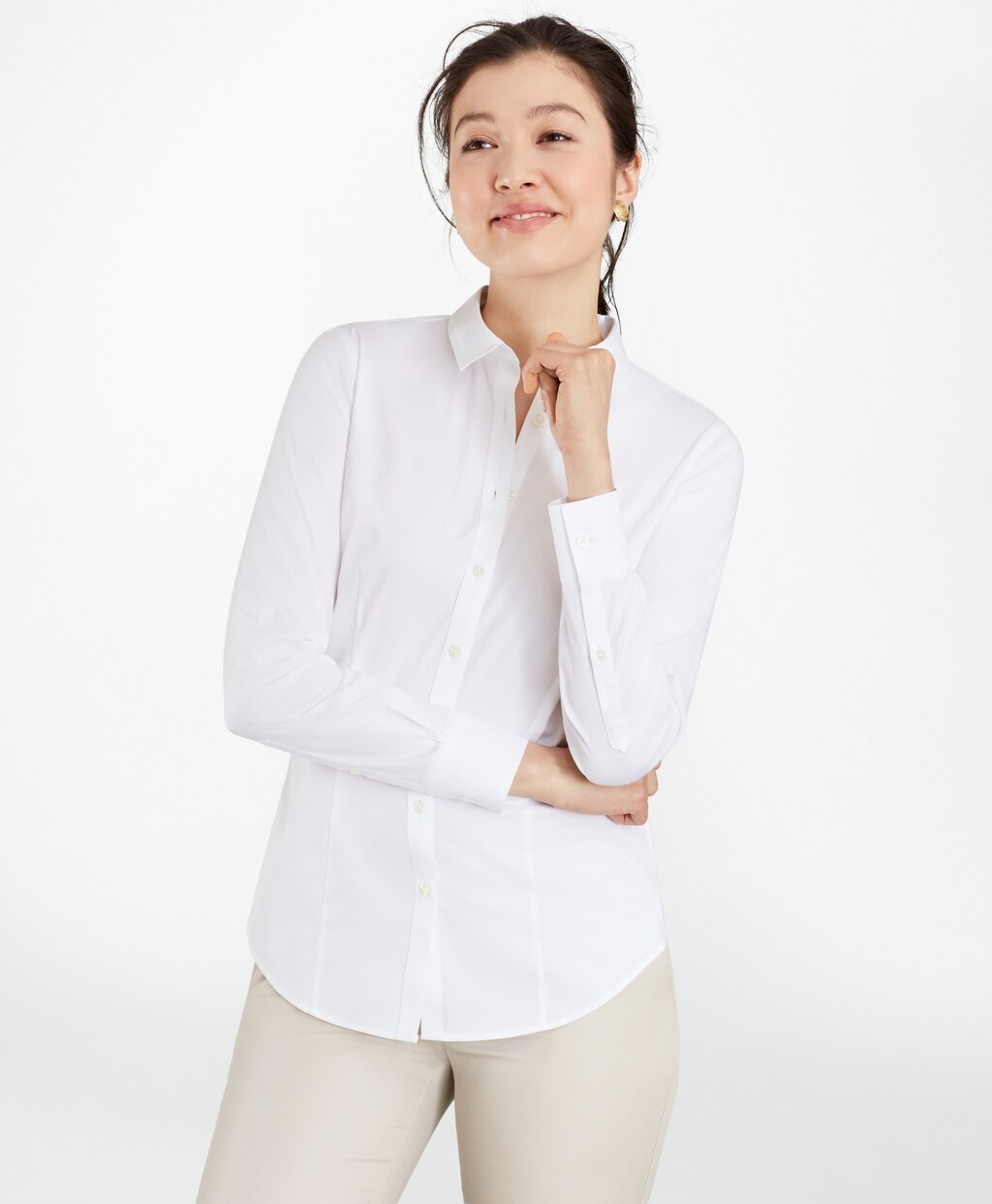 Brooks Brothers Women Petite Tailored-Fit Performance Non-Iron COOLMAX® Twill Shirt