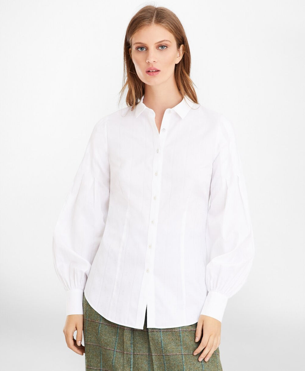 Brooks Brothers Women Petite Non-Iron Tailored-Fit Supima® Cotton Floral Jacquard Blouse