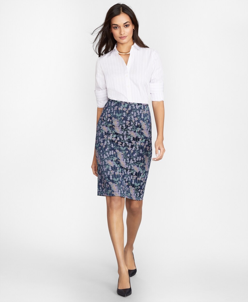 Brooks Brothers Women Petite Non-Iron Striped Supima® Cotton Fitted Shirt