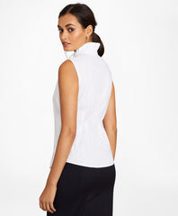 Brooks Brothers Women Petite Non-Iron Stretch Supima® Cotton Sleeveless Ruffled Blouse