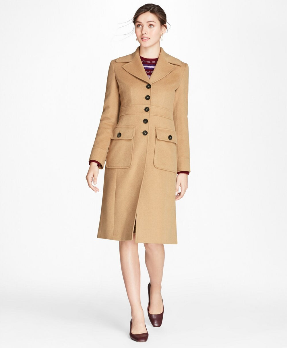 Brooks Brothers Women Petite Camel Hair Polo Coat