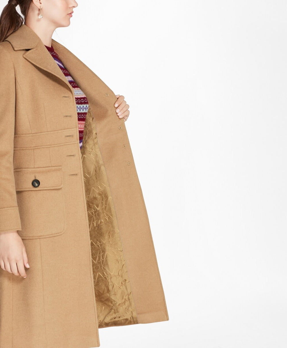 Brooks Brothers Women Petite Camel Hair Polo Coat
