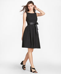 Brooks Brothers Women Petite Stretch Wool Crepe Flared Tuxedo Dress