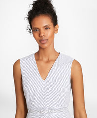 Brooks Brothers Women Petite Striped Stretch Cotton Seersucker Dress