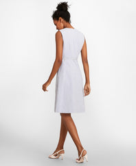 Brooks Brothers Women Petite Striped Stretch Cotton Seersucker Dress
