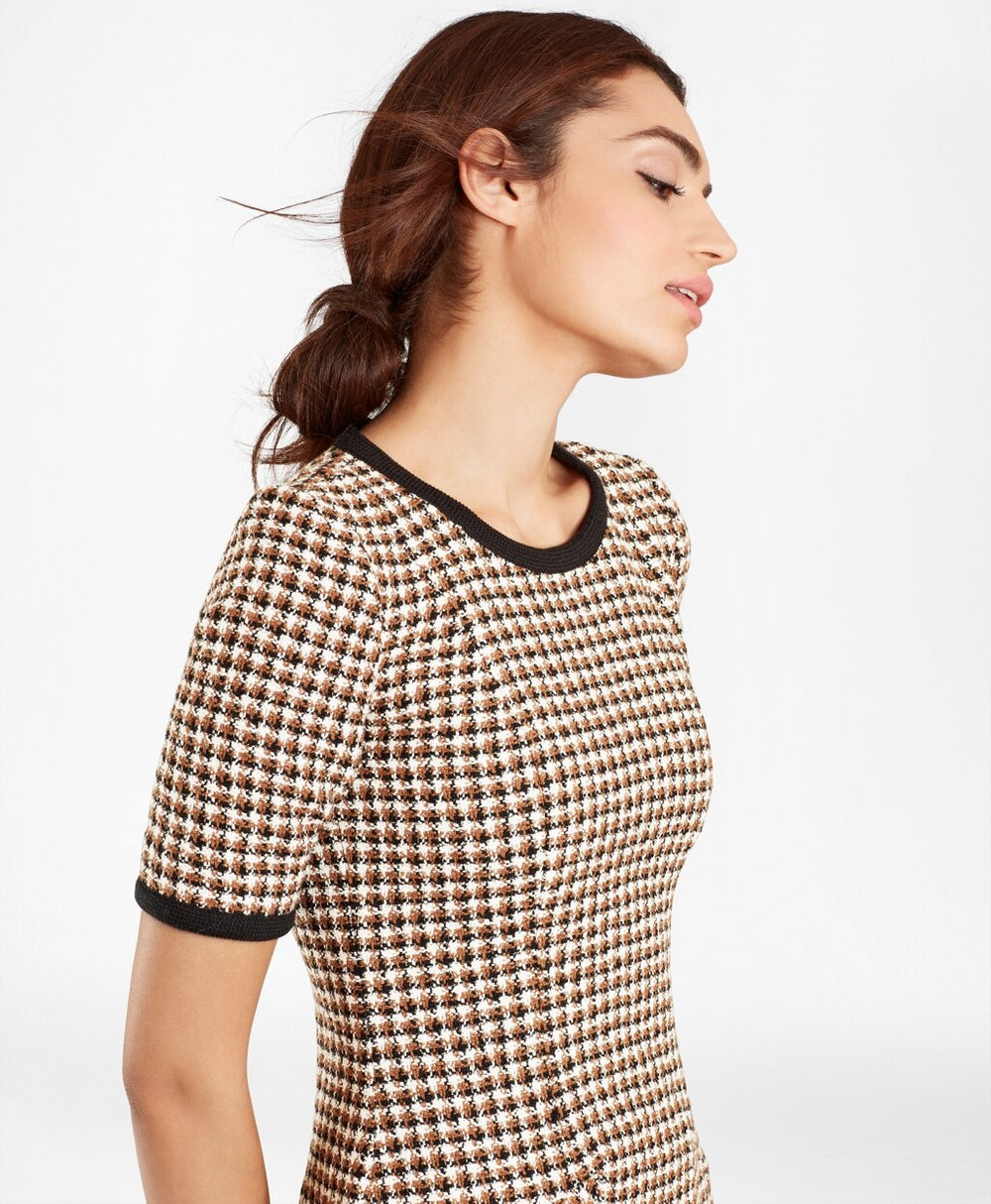 Brooks Brothers Women Petite Checked Tweed A-Line Dress