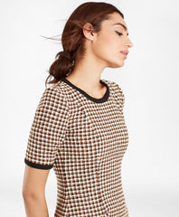 Brooks Brothers Women Petite Checked Tweed A-Line Dress