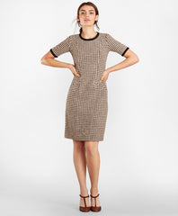 Brooks Brothers Women Petite Checked Tweed A-Line Dress