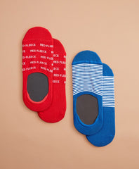 Brooks Brothers Men Red Fleece No-Show Socks, Two Pack