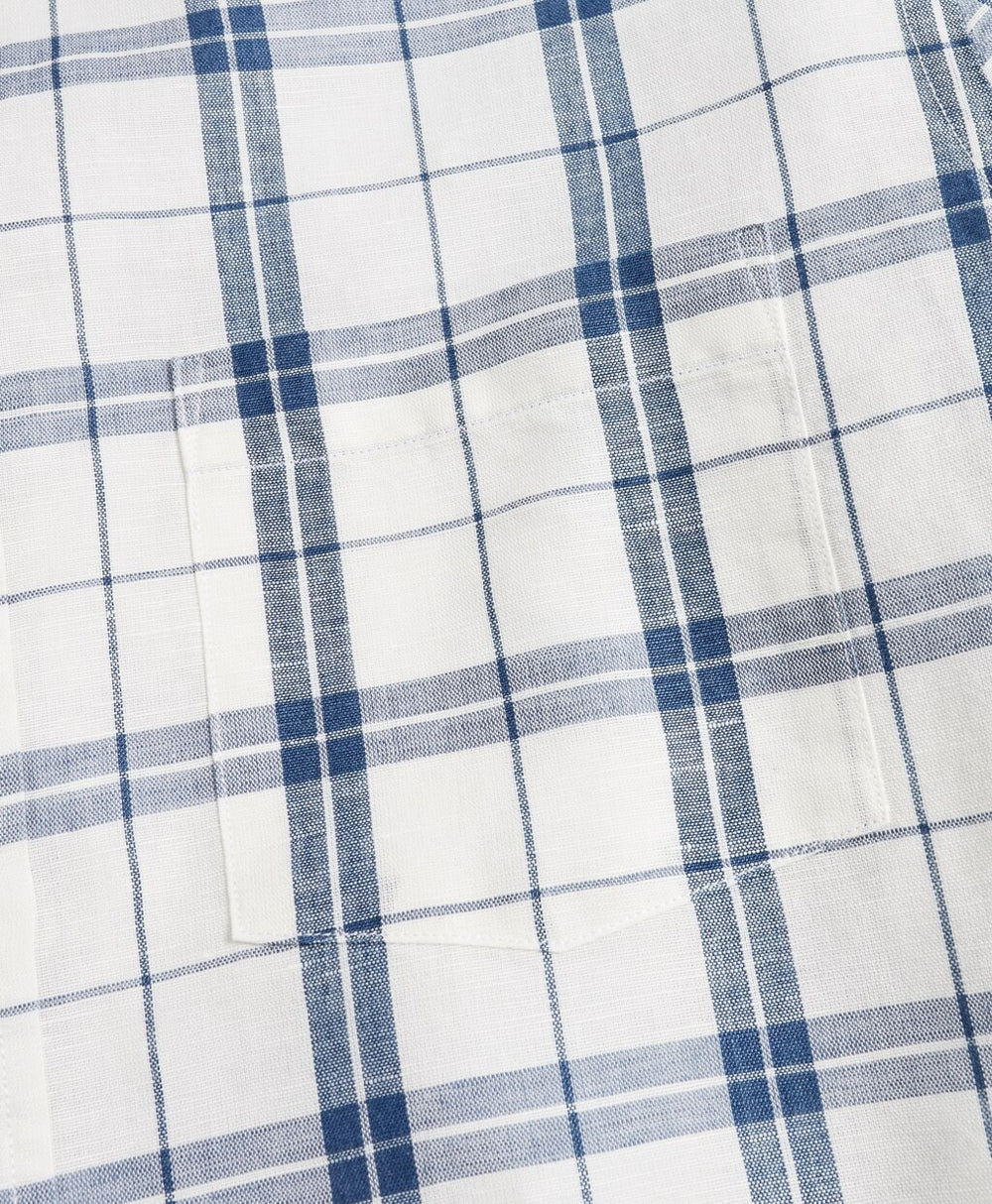 Brooks Brothers Men Plaid Linen-Blend Sport Shirt