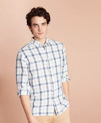 Brooks Brothers Men Plaid Linen-Blend Sport Shirt