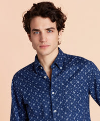 Brooks Brothers Men Floral Linen-Blend Sport Shirt