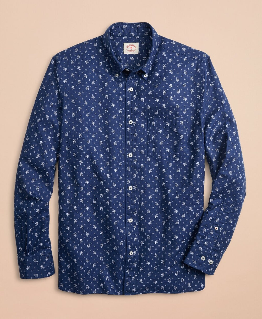 Brooks Brothers Men Floral Linen-Blend Sport Shirt