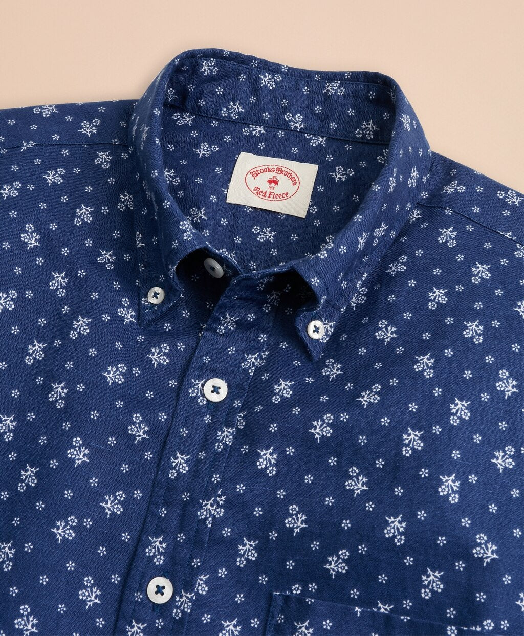 Brooks Brothers Men Floral Linen-Blend Sport Shirt