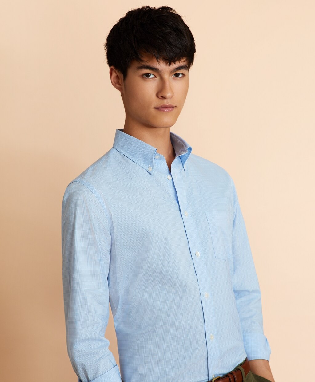 Brooks Brothers Men Performance Series Glen Plaid Poplin Shirt
