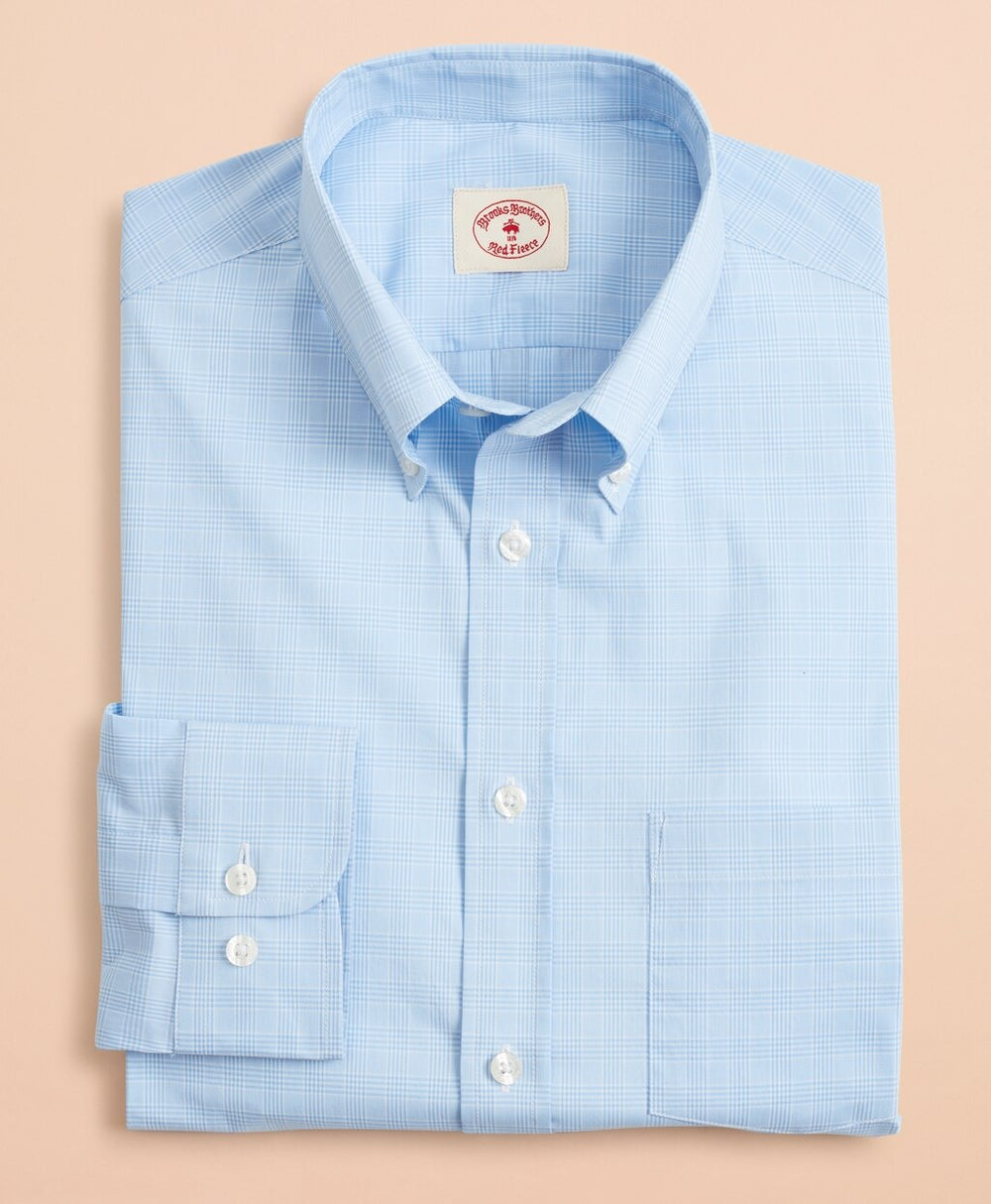 Brooks Brothers Men Performance Series Glen Plaid Poplin Shirt