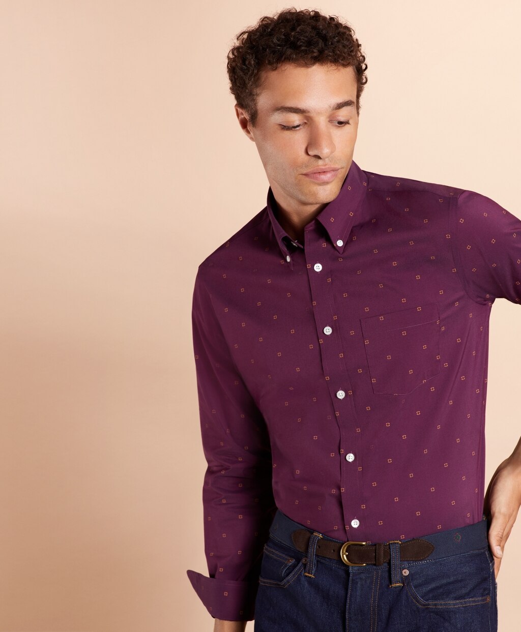Brooks Brothers Men Performance Series Geometric Print Poplin Shirt