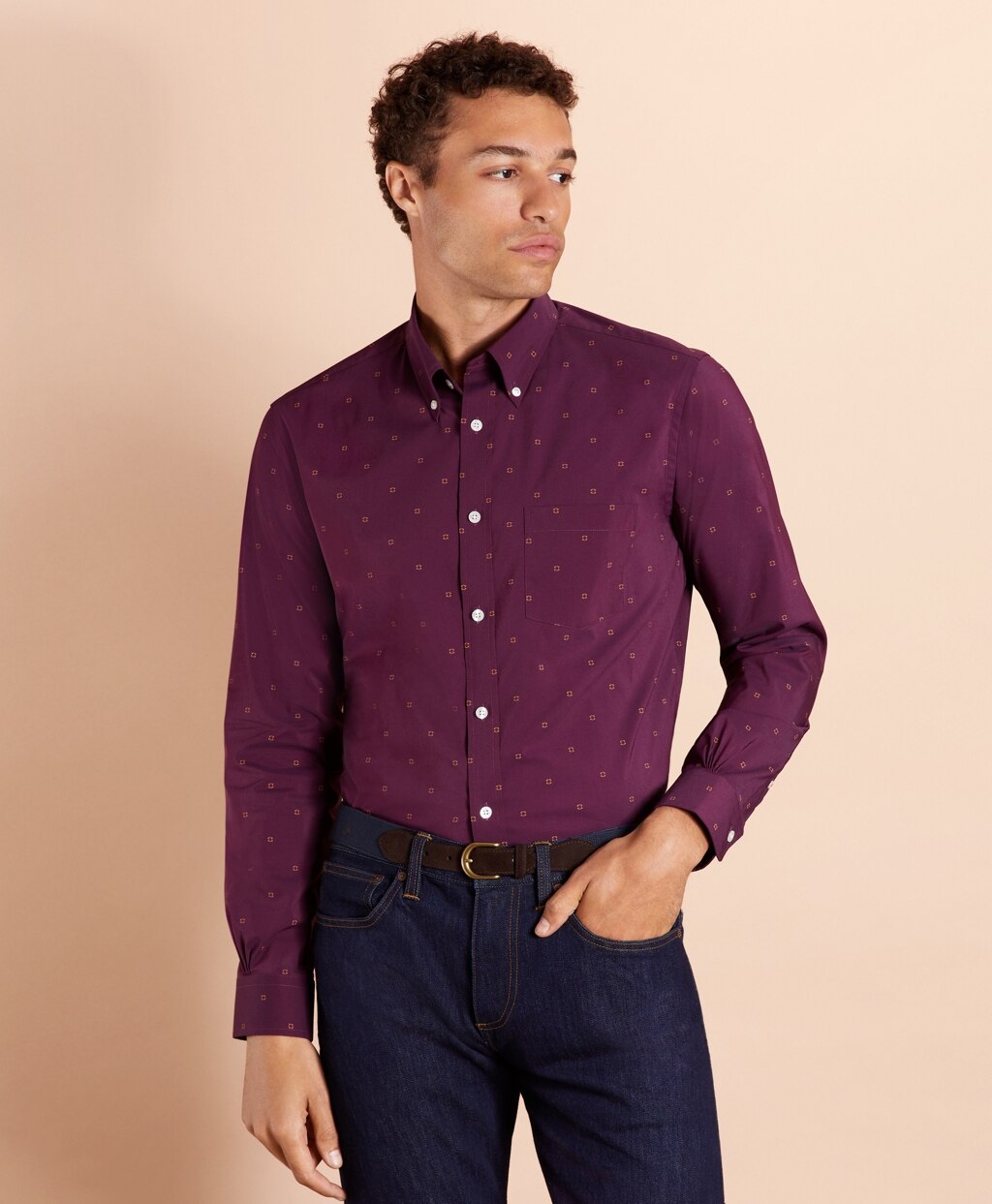 Brooks Brothers Men Performance Series Geometric Print Poplin Shirt