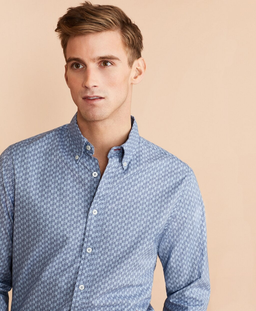 Brooks Brothers Men Indigo Red Fleece Print Shirt
